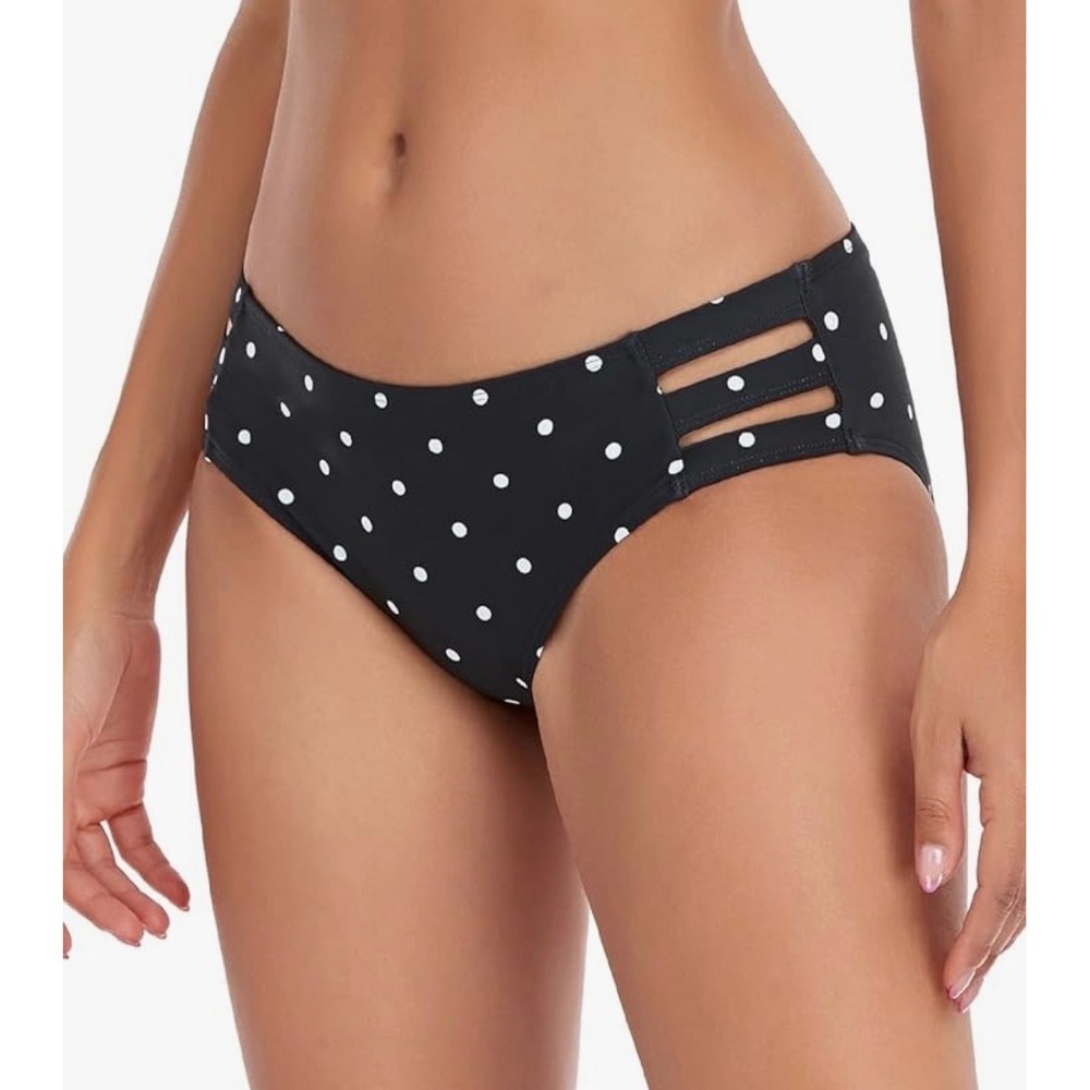 NEW Ocean Blues Size Large Polka Dot Bikini Bottoms Swimsuit‎ Black White